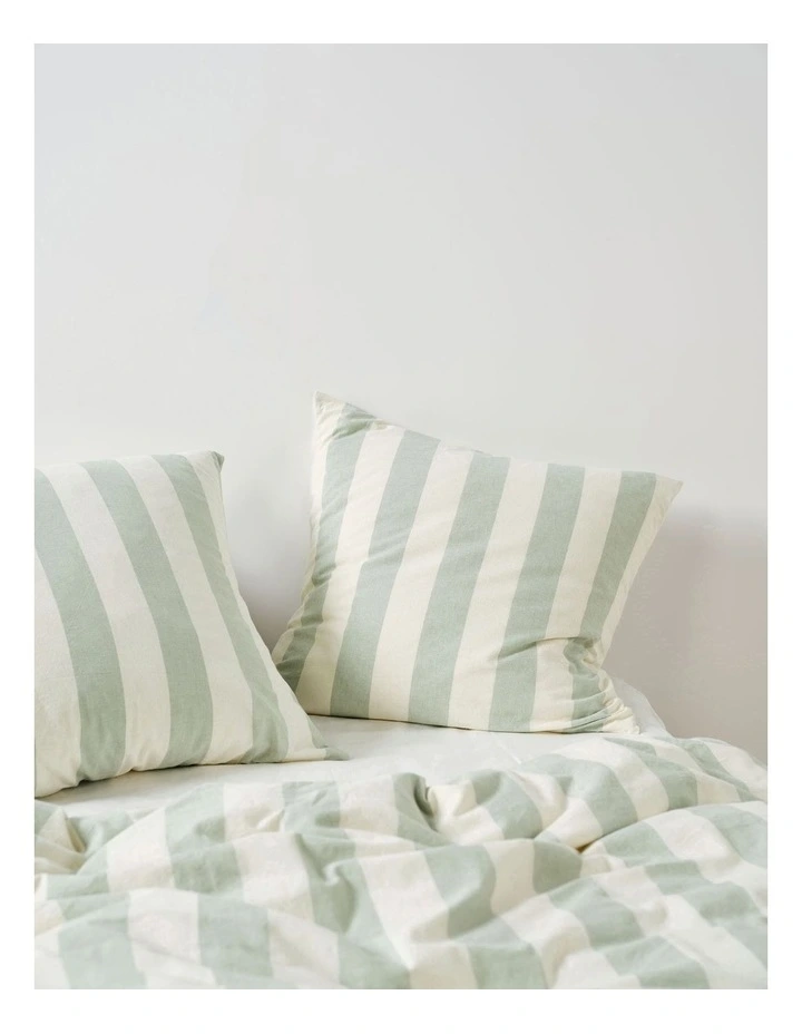 Vintage Stripe Quilt Cover Set in Jade image 5