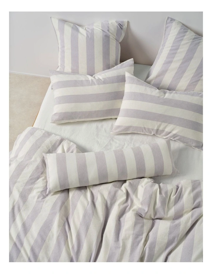 Vintage Stripe Washed Cotton Linen Quilt Cover Set in Lavender image 3