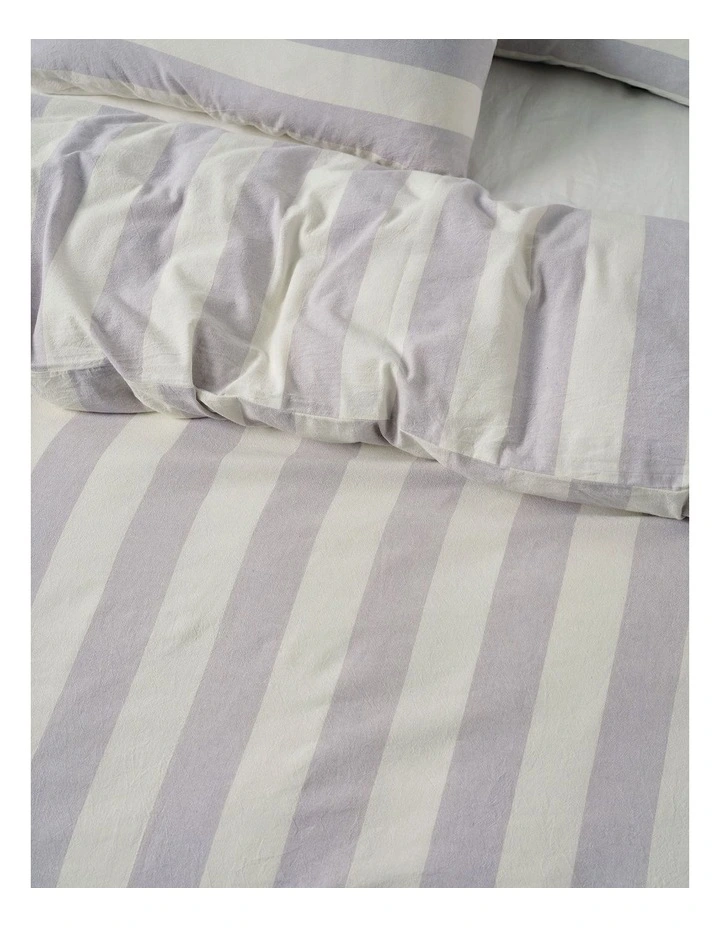 Vintage Stripe Washed Cotton Linen Quilt Cover Set in Lavender image 4