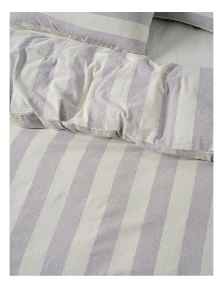 Vintage Stripe Washed Cotton Linen Quilt Cover Set in Lavender image 4