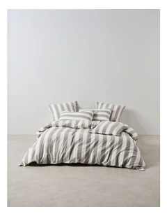 Vintage Stripe Quilt Cover Set in Steel