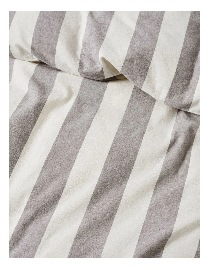 Vintage Stripe Quilt Cover Set in Steel image 2