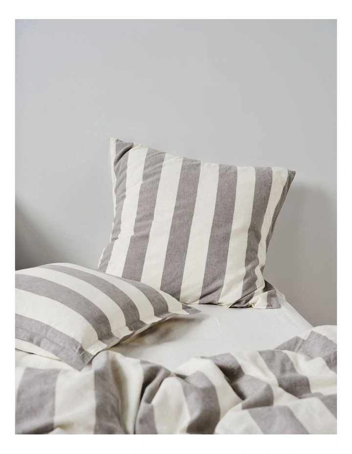 Vintage Stripe Quilt Cover Set in Steel image 4