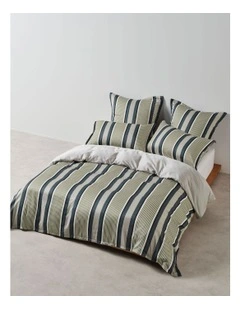 Nara Stripe Quilt Cover Set in Bluestone