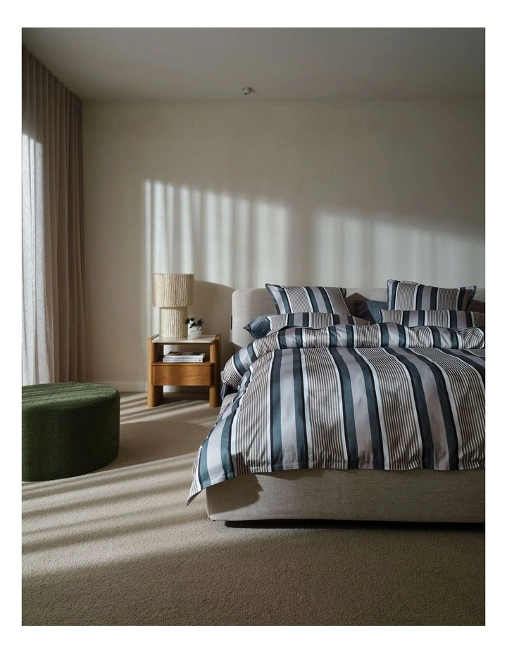 Nara Stripe Quilt Cover Set in Bluestone image 2
