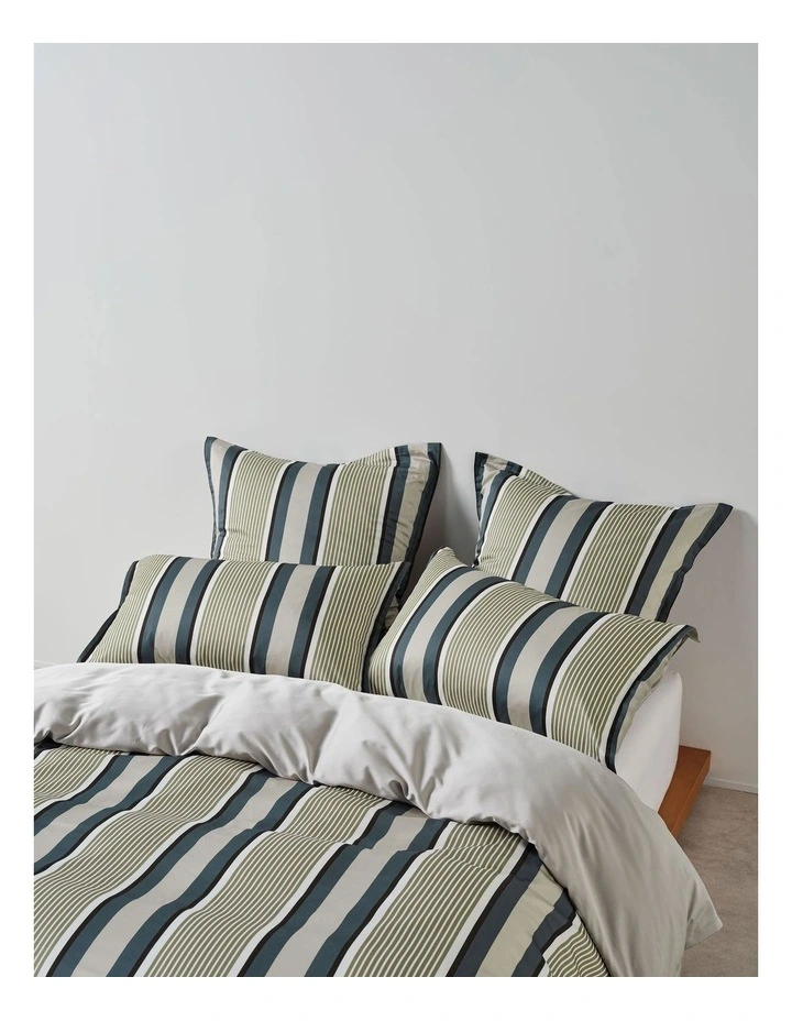 Nara Stripe Quilt Cover Set in Bluestone image 3