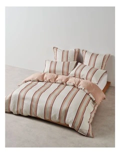Linen House Nara Stripe Quilt Cover Set in Clay