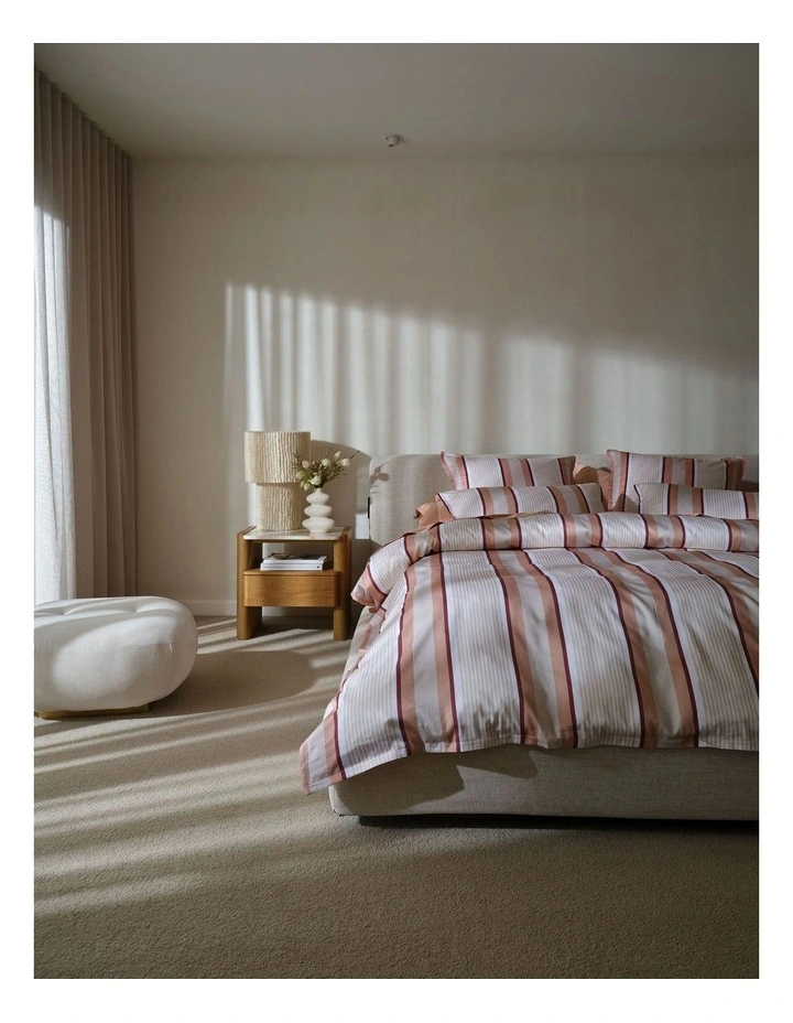 Linen House Nara Stripe Quilt Cover Set in Clay image 2