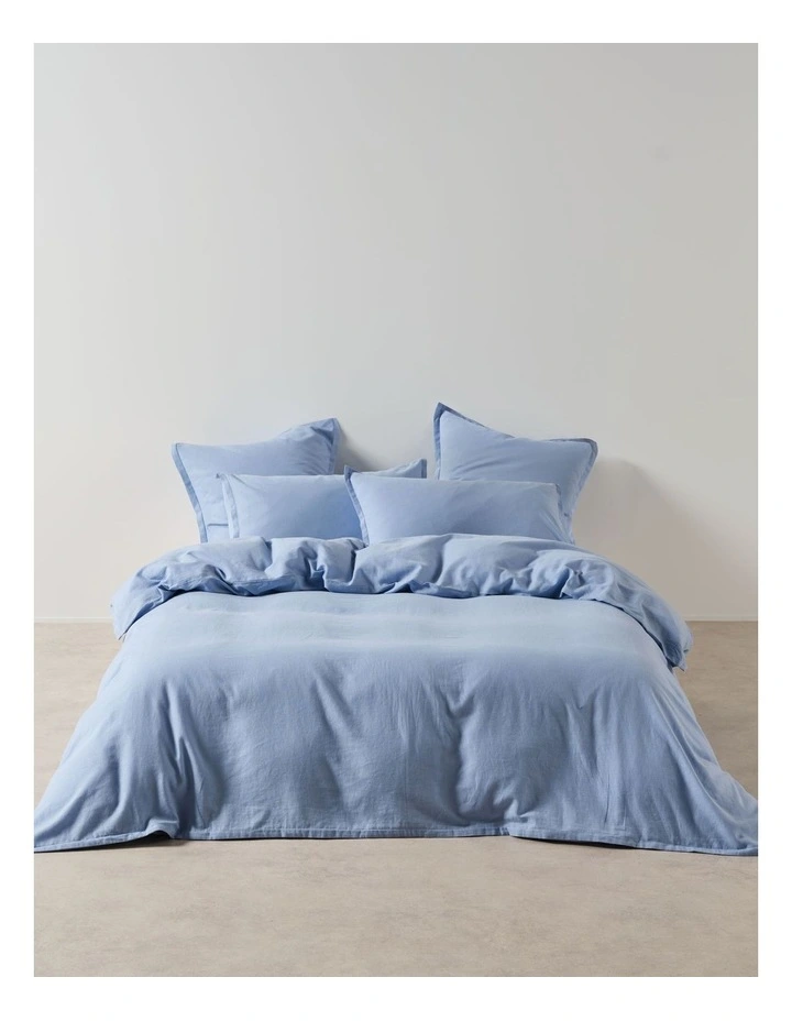 Connie Cotton Linen Quilt Cover Set in Bluebell image 1