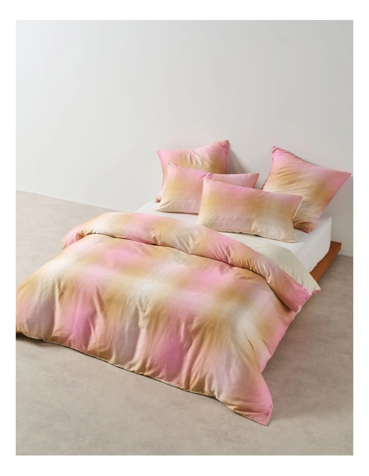 Sunrise Check Quilt Cover Set in Bubblegum image 1
