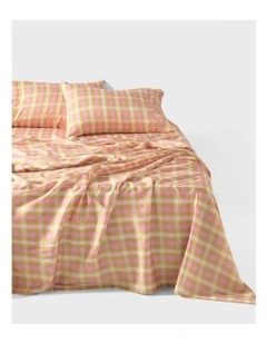 Sunrise Check Sheet Set in Bubblegum
