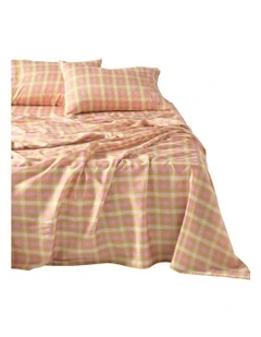 Sunrise Check Sheet Set in Bubblegum