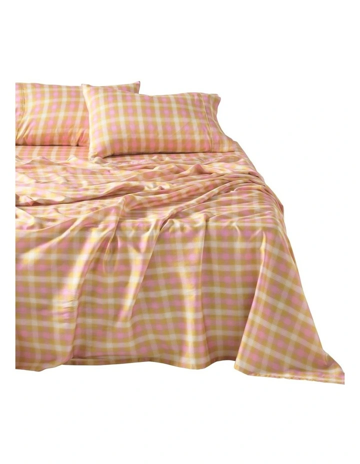 Sunrise Check Sheet Set in Bubblegum image 1