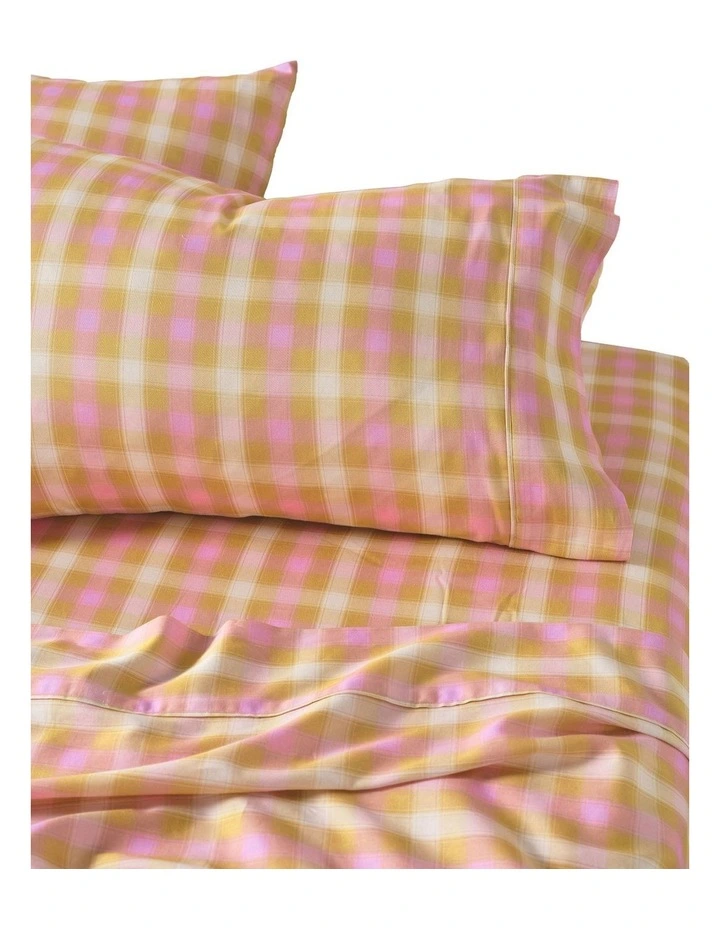 Sunrise Check Sheet Set in Bubblegum image 3