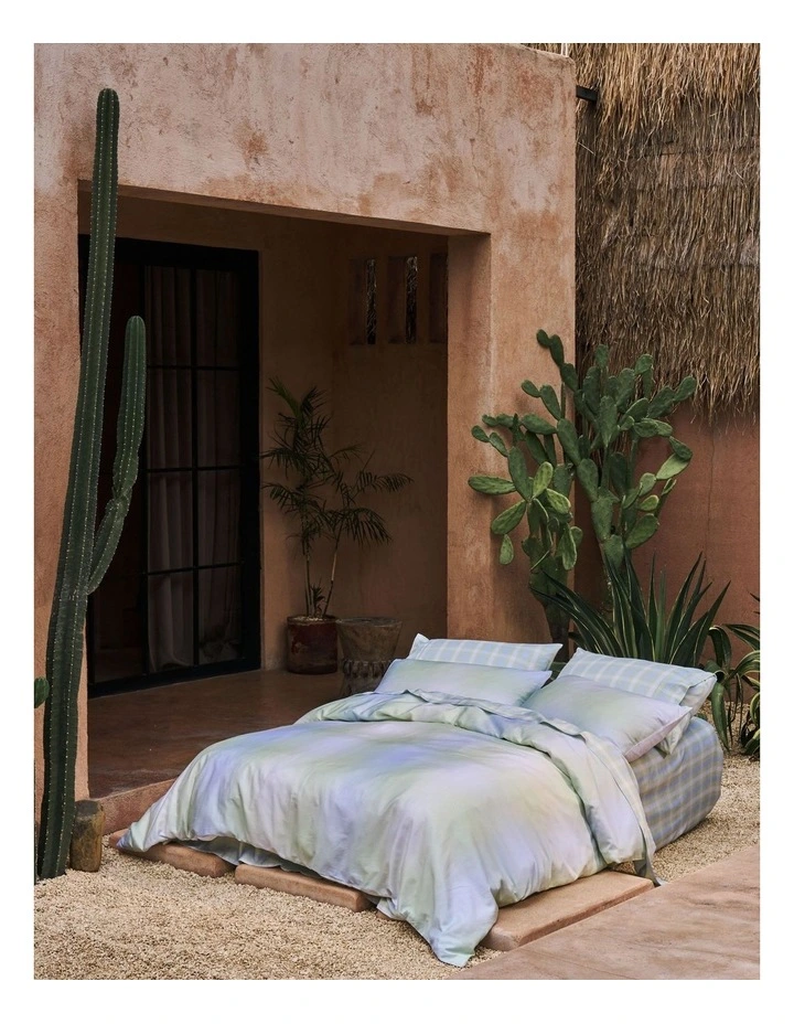 Sunrise Check Quilt Cover Set in Clearwater image 2