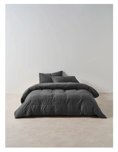 Ryland Quilt Cover Set in Charcoal
