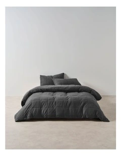 Ryland Cotton Jersey Quilted Quilt Cover Set in Charcoal