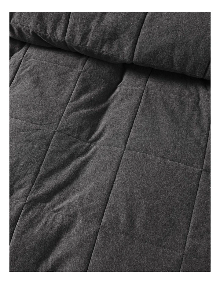 Ryland Cotton Jersey Quilted Quilt Cover Set in Charcoal image 2
