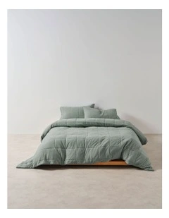 Ryland Cotton Jersey Quilted Quilt Cover Set in Eucalyptus