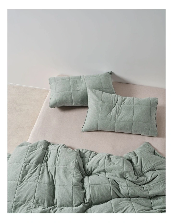 Ryland Cotton Jersey Quilted Quilt Cover Set in Eucalyptus image 4
