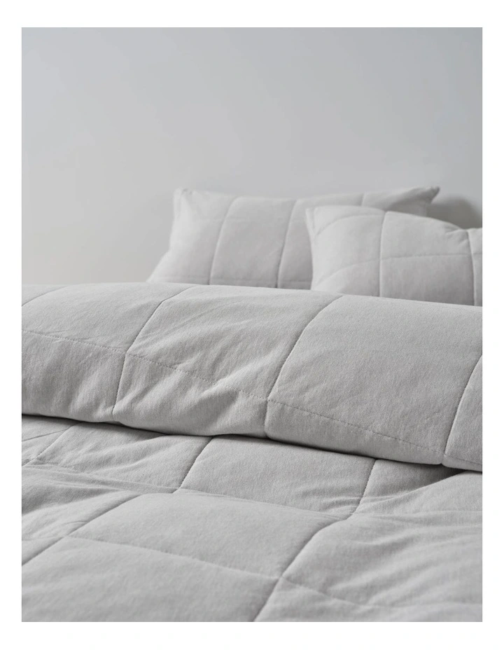 Ryland Cotton Jersey Quilted Quilt Cover Set in Grey image 2