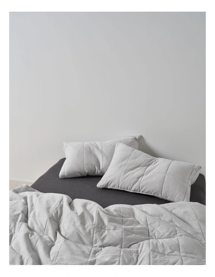 Ryland Cotton Jersey Quilted Quilt Cover Set in Grey image 4