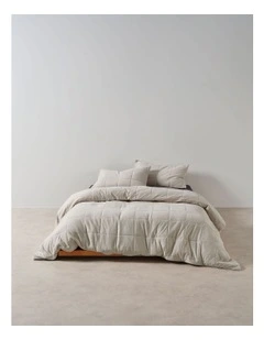 Ryland Cotton Jersey Quilted Quilt Cover Set in Pebble