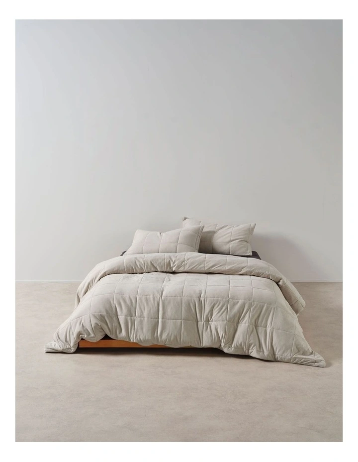 Ryland Cotton Jersey Quilted Quilt Cover Set in Pebble image 1