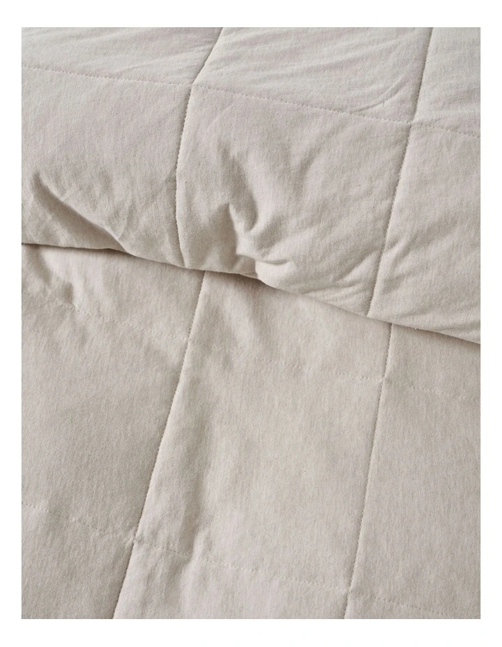 Ryland Cotton Jersey Quilted Quilt Cover Set in Pebble image 2