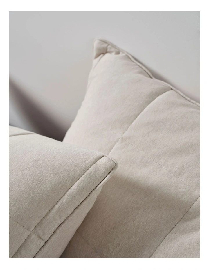 Ryland Cotton Jersey Quilted Quilt Cover Set in Pebble image 5