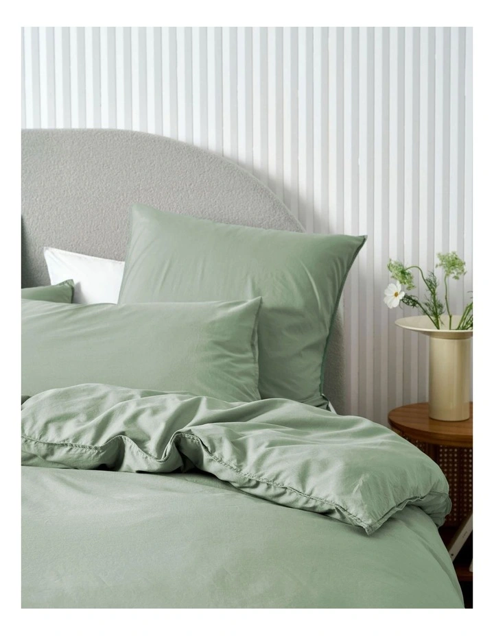 Terra Organic Cotton Quilt Cover Set in Jade image 2