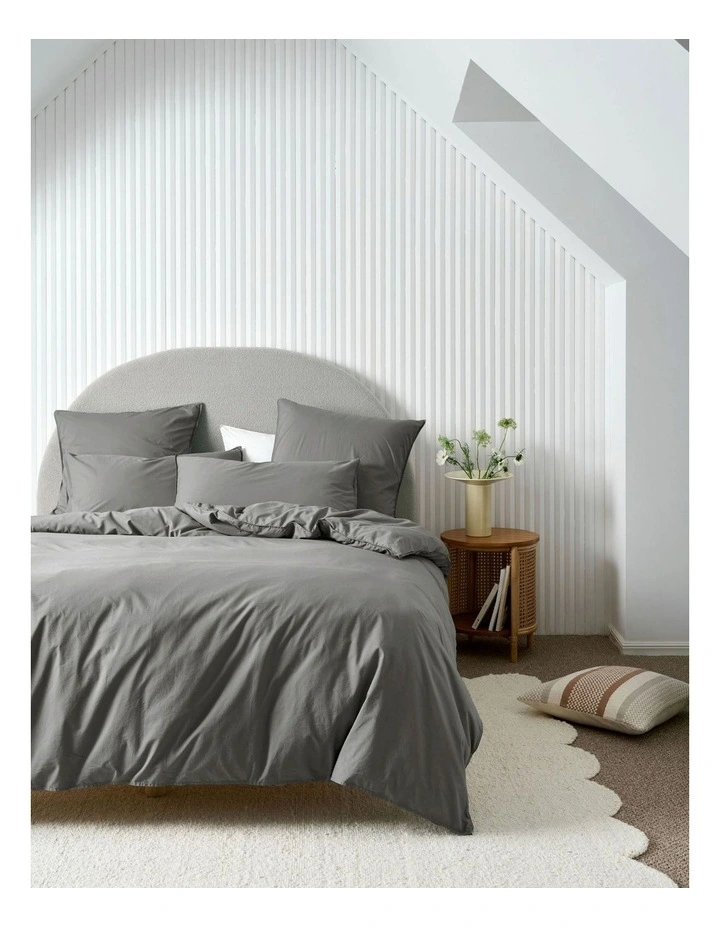 Terra Organic Cotton Quilt Cover Set in Steel image 1