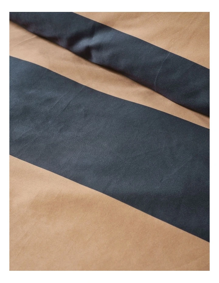 Rugby Stripe Cotton Sateen Quilt Cover Set in Bluestone image 2