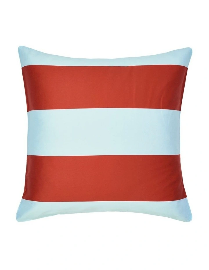 Rugby Stripe Cotton Sateen Quilt Cover Set in Chilli image 5