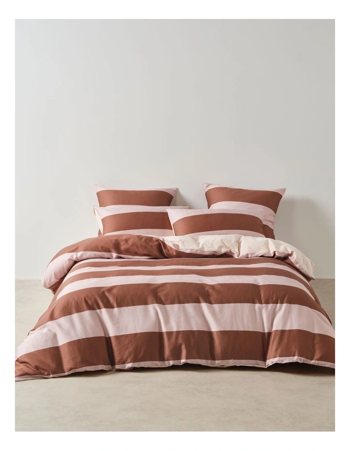 Rugby Stripe Cotton Sateen Quilt Cover Set in Orchid image 1