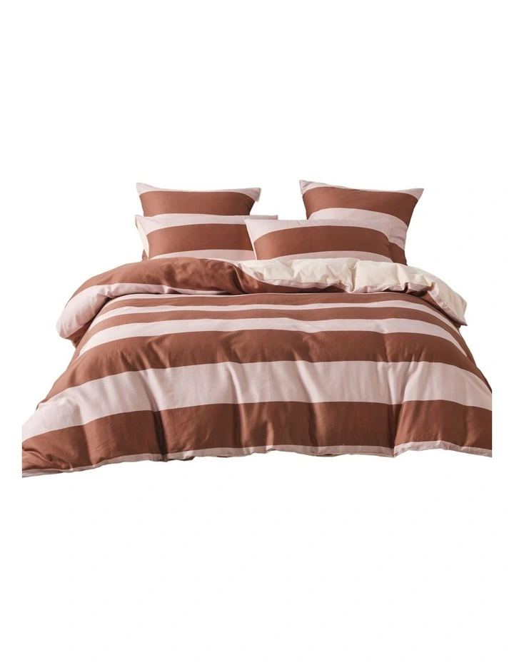 Rugby Stripe Cotton Sateen Quilt Cover Set in Orchid image 1
