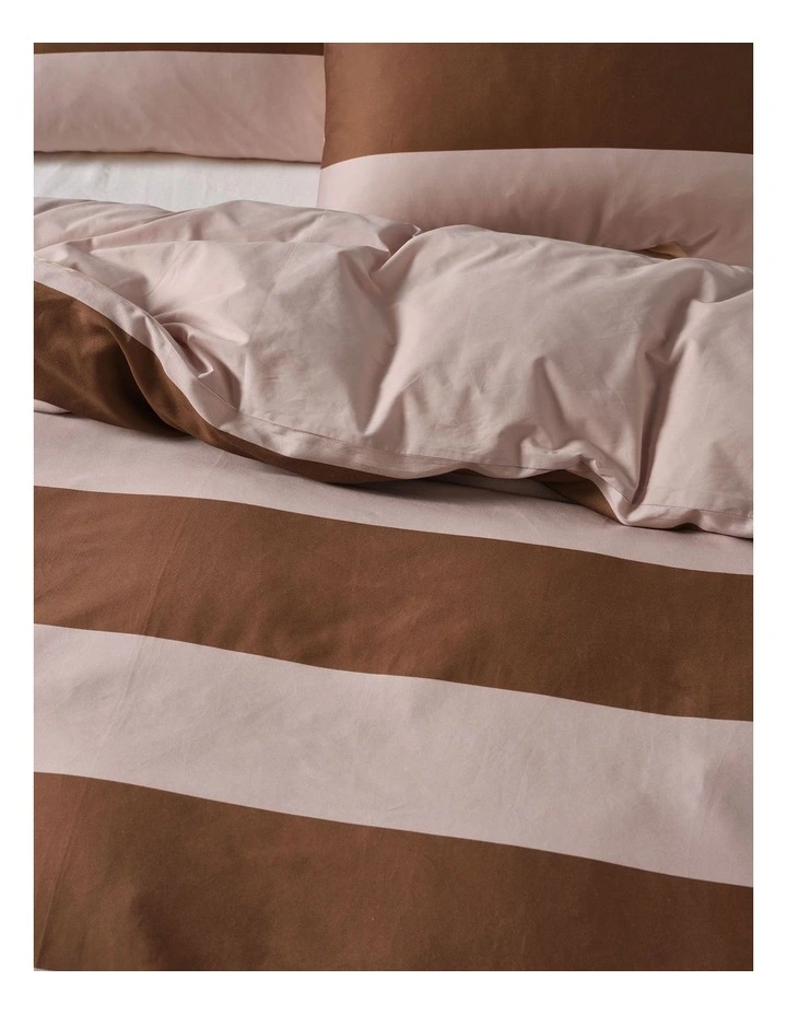 Rugby Stripe Cotton Sateen Quilt Cover Set in Orchid image 3