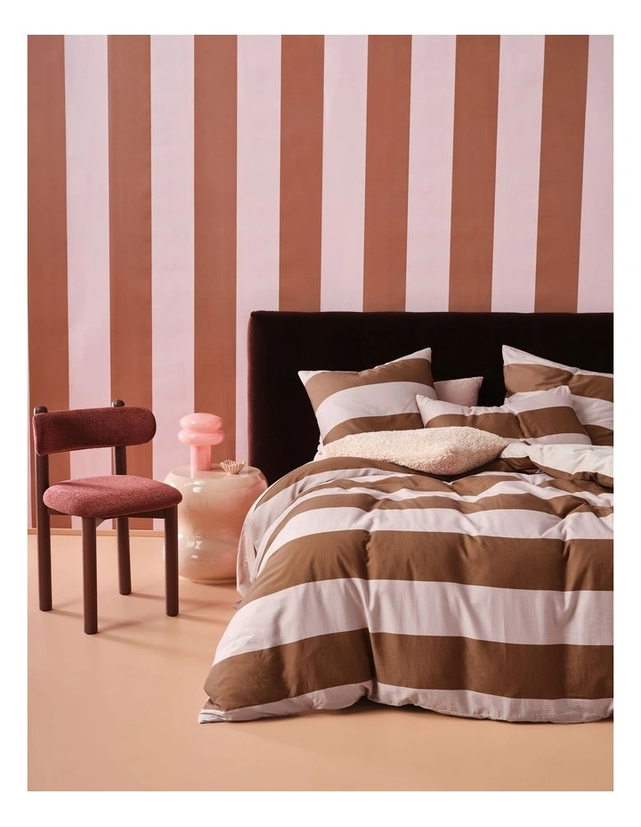 Rugby Stripe Cotton Sateen Quilt Cover Set in Orchid image 7