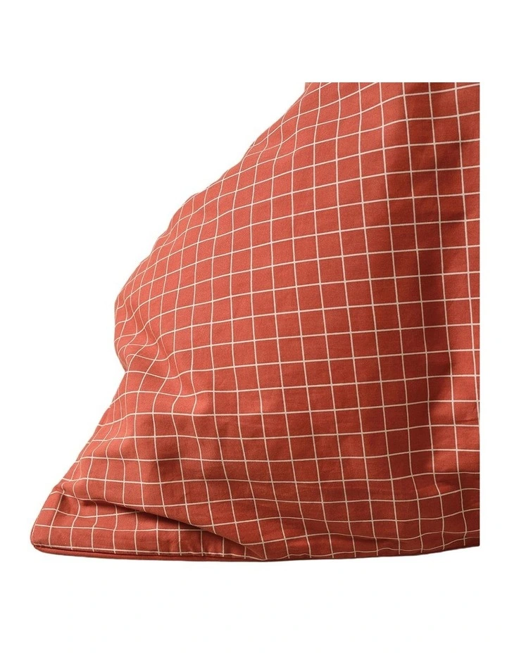 Volley Check Cotton Percale Quilt Cover Set in Chilli image 4