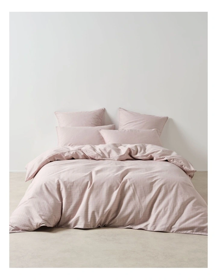 Volley Check Cotton Percale Quilt Cover Set in Orchid image 1