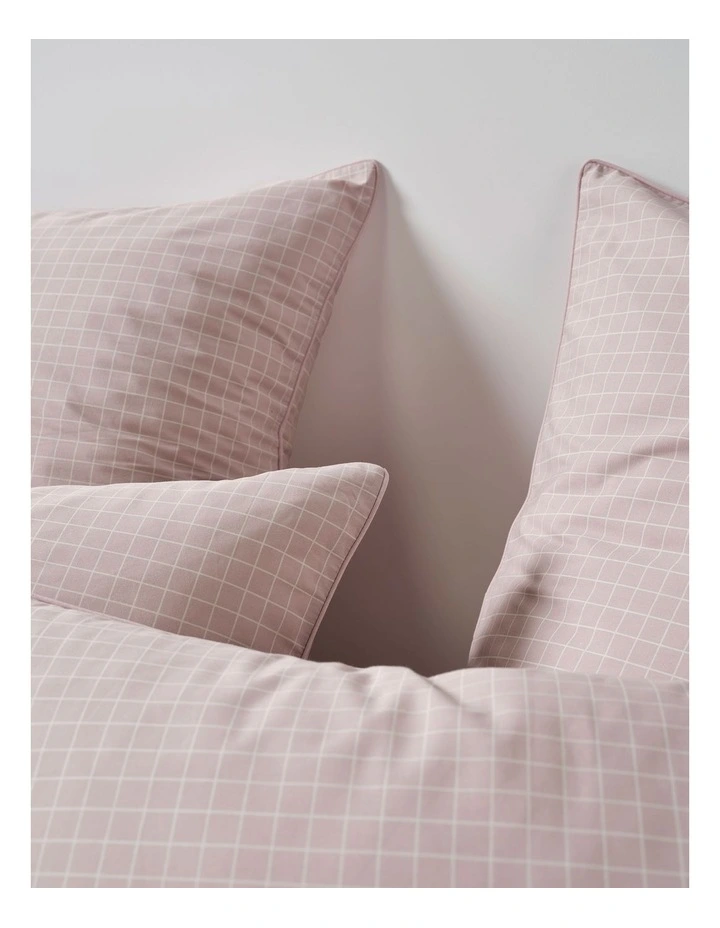 Volley Check Cotton Percale Quilt Cover Set in Orchid image 3