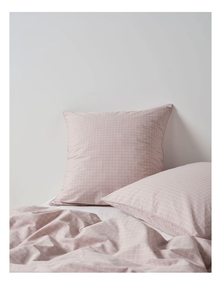 Volley Check Cotton Percale Quilt Cover Set in Orchid image 5