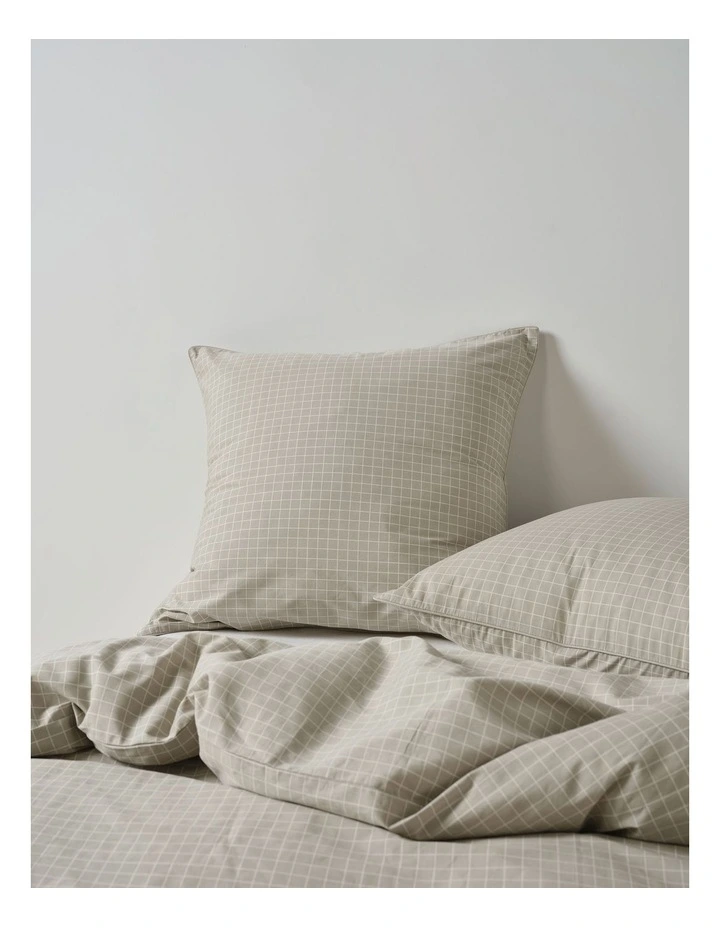Volley Check Cotton Percale Quilt Cover Set in Pebble image 5
