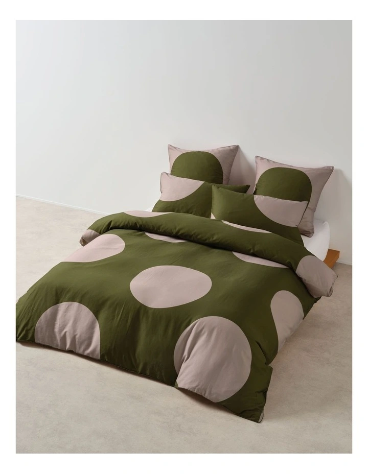 Pluto Cotton Quilt Cover Set in Olive image 1