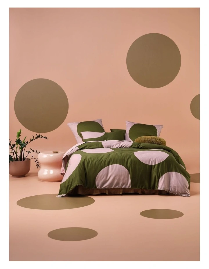 Pluto Cotton Quilt Cover Set in Olive image 6