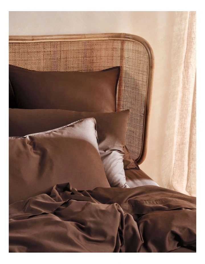 Bamboo Cotton Nara Quilt Cover Set 400TC in Chocolate image 2