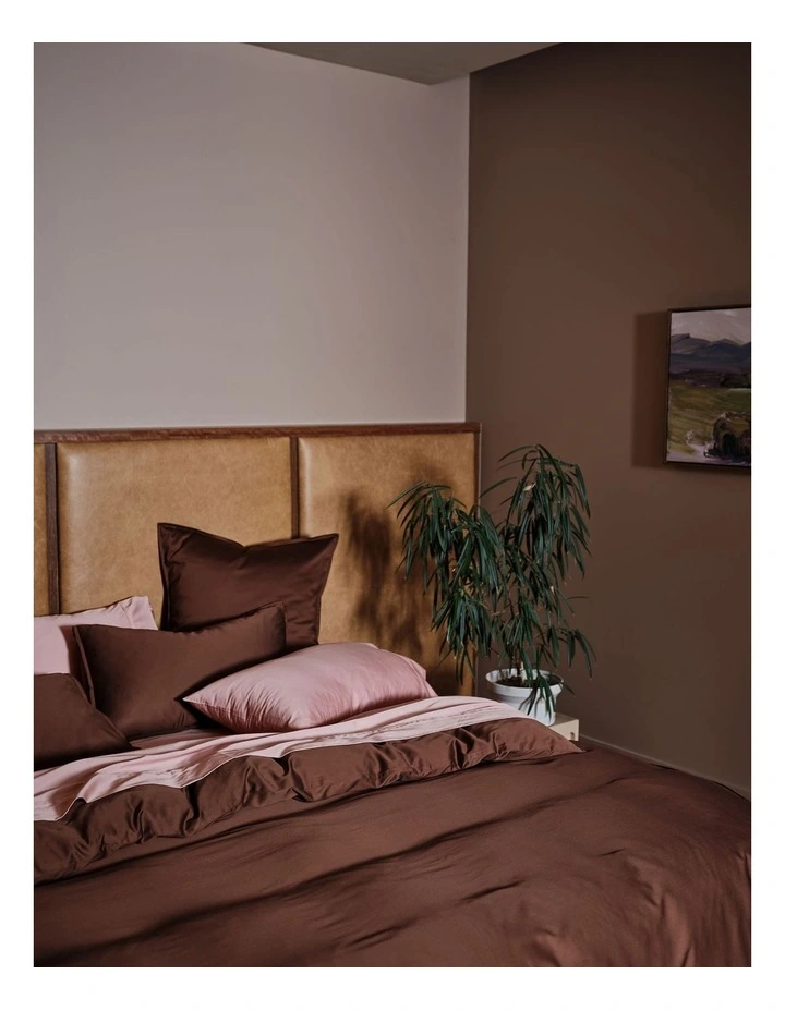 Bamboo Cotton Nara Quilt Cover Set 400TC in Chocolate image 6