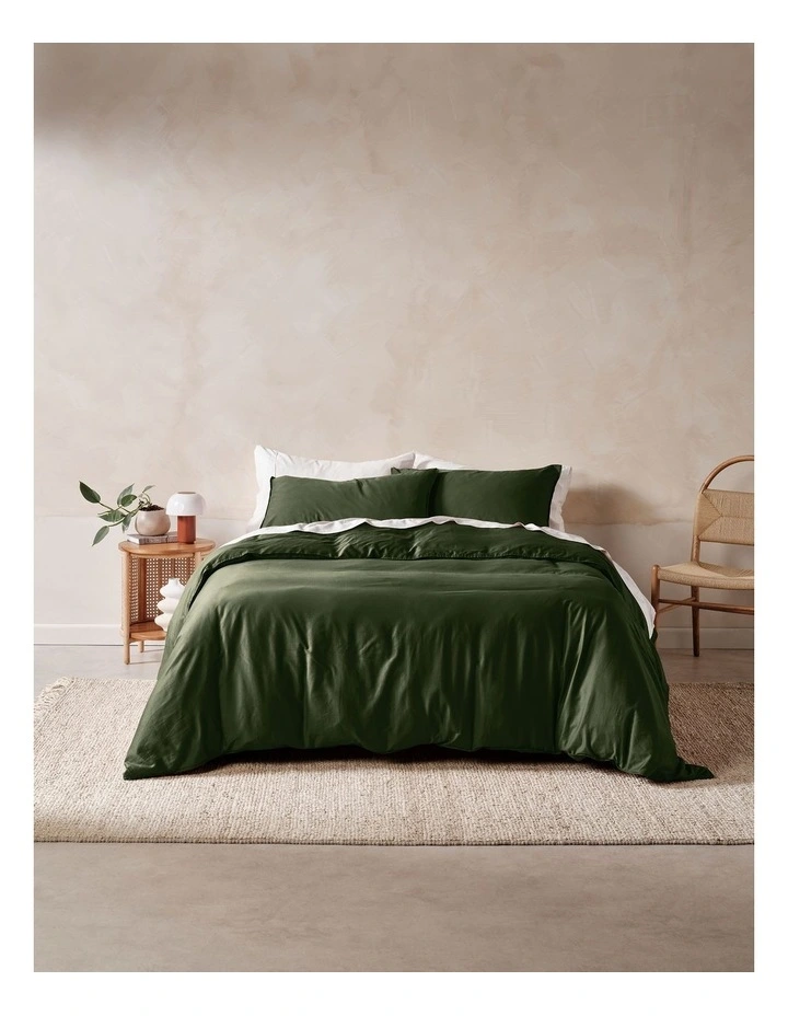 Surf Wash 400TC Cotton Sateen Quilt Cover Set in Fern image 1