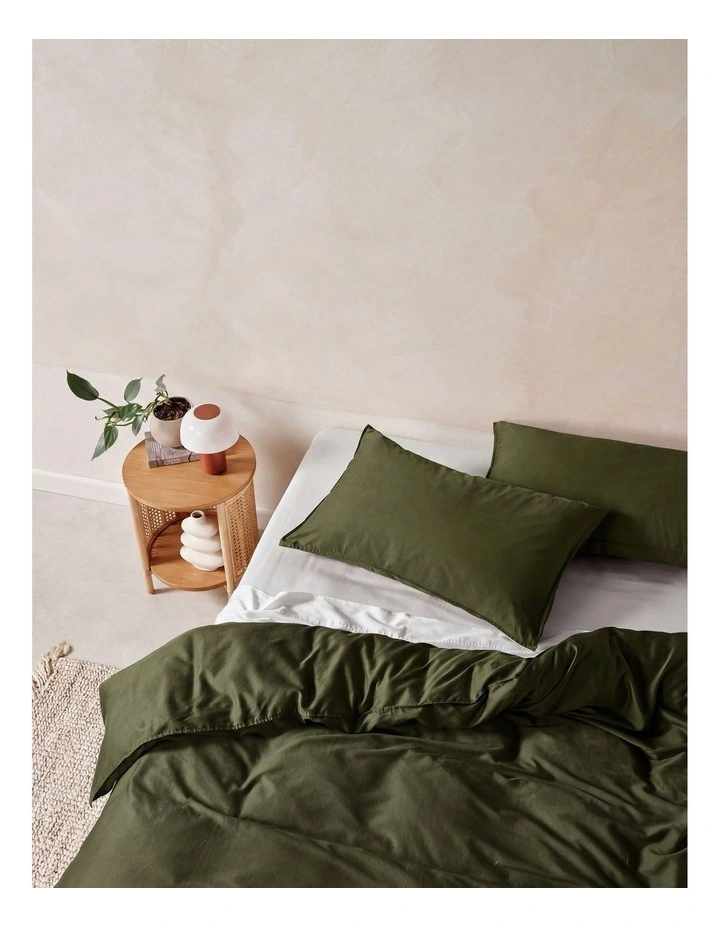 Surf Wash 400TC Cotton Sateen Quilt Cover Set in Fern image 2