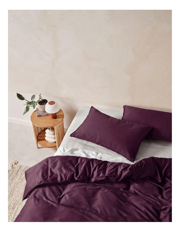 Surf Wash 400TC Cotton Sateen Quilt Cover Set in Plum image 2